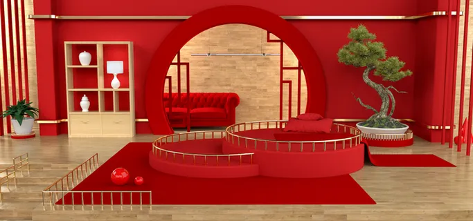 C4D创意电商室内大红场景 C4D创意电商室内大红场景
