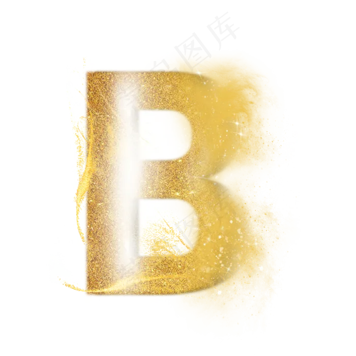 炫酷金色沙子光效字母B(3000X3000(DPI:300))psd模版下载