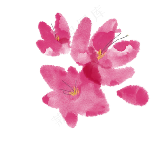 中国风水墨桃花装饰素材