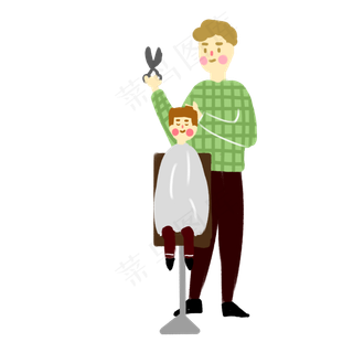 龙抬头理发的小男生,免抠元素