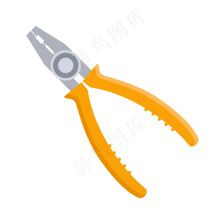 手绘橙色钳子插画,免抠元素