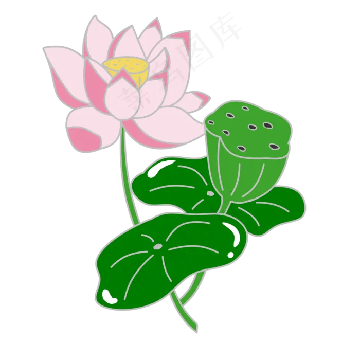 可商用清新可爱简约植物荷花(2000X2000(DPI:300))psd模版下载