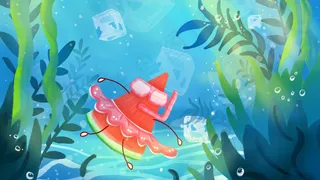 夏季大暑小暑清凉西瓜潜水游泳