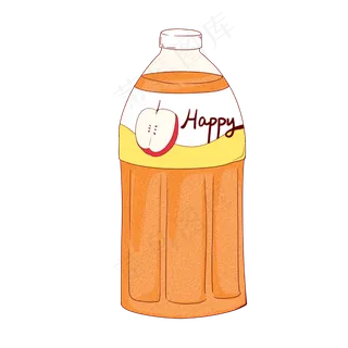 涂鸦风可爱清新果汁瓶装饮料