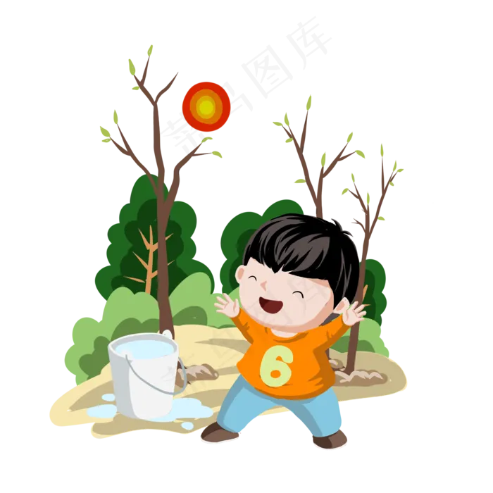 植树节植树的小男孩(2000X2000(DPI:300))psd模版下载