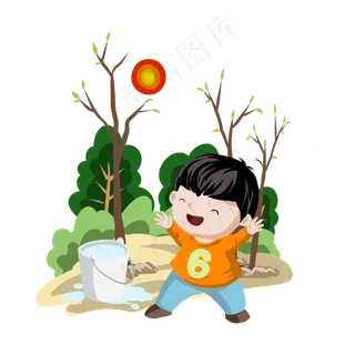 植树节植树的小男孩