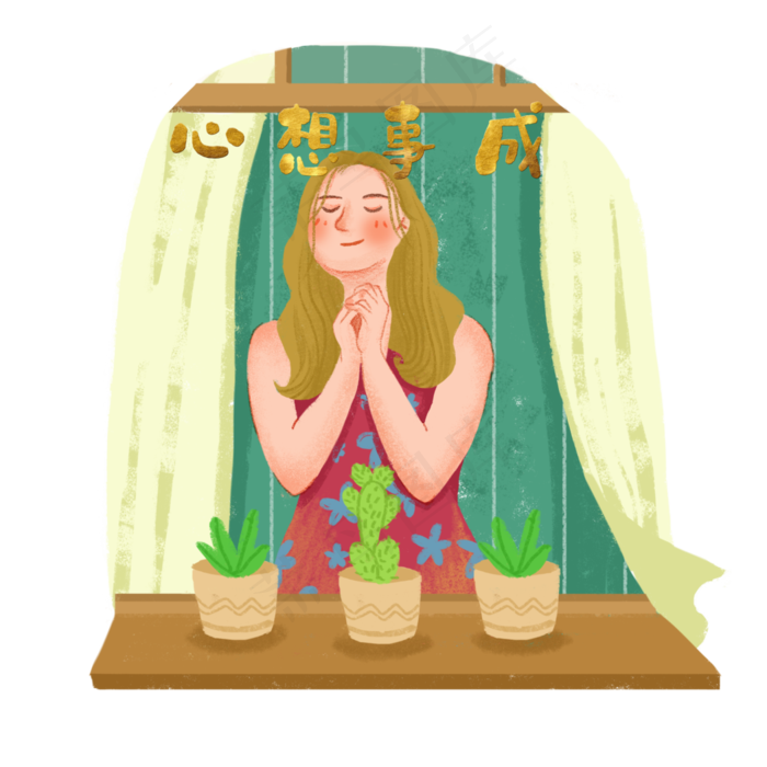 少女心愿祝福可爱,免抠元素(3500*3500px 300 dpi )psd模版下载