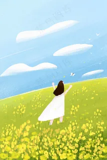 春季女孩野外欣赏樱花小清新 春季女孩野外欣赏樱花小清新