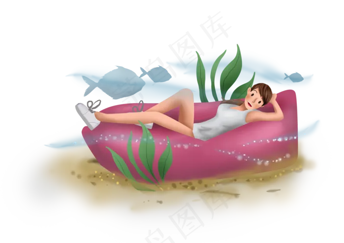 世界旅游日海边度假的女孩(3508X2480(DPI:300))psd模版下载