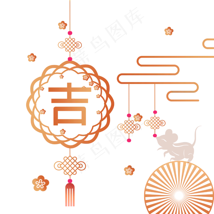 2020鼠年中国风装饰,免抠元素