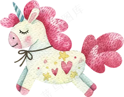 卡通可爱的小马手绘素材