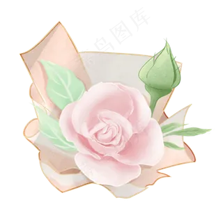 手绘可爱节日韩风纸包玫瑰花束,免抠元素