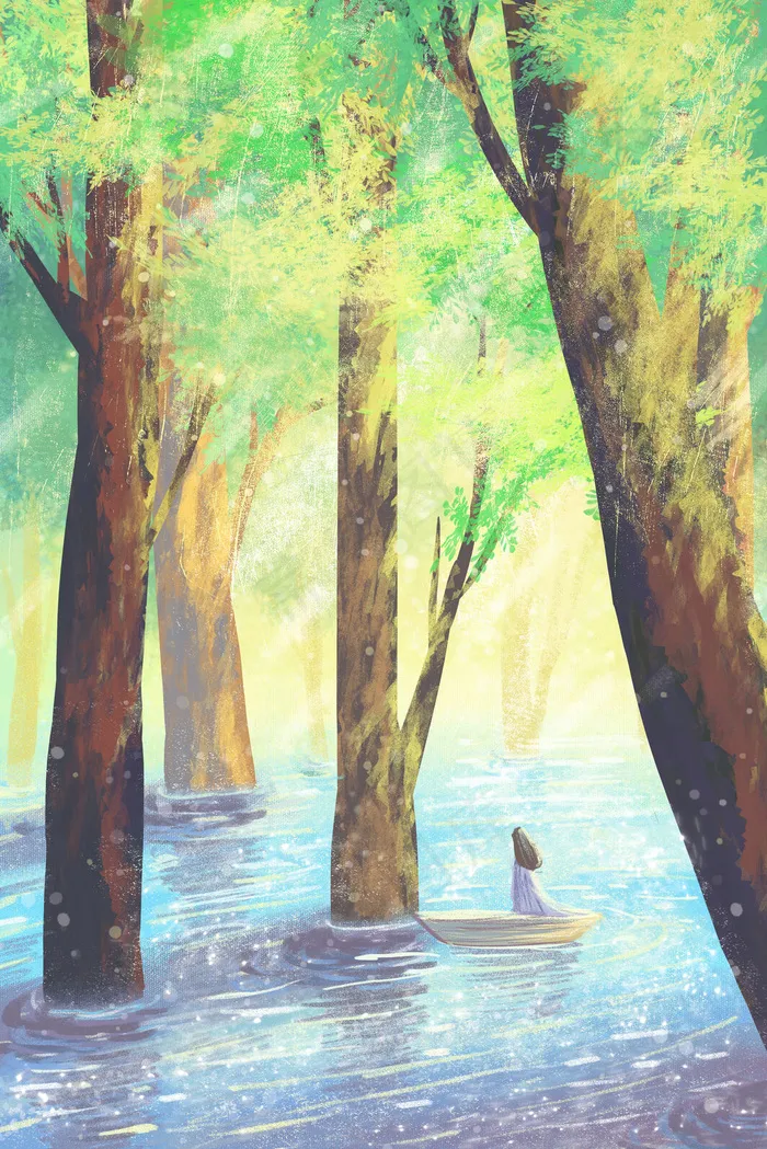 夏日林中梦幻治愈系风景(3545X5315(DPI:300))psd模版下载