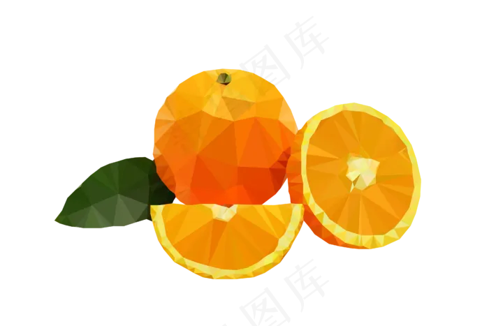橘色橙子低多边形矢量图ai矢量模版下载