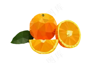橘色橙子低多边形矢量图
