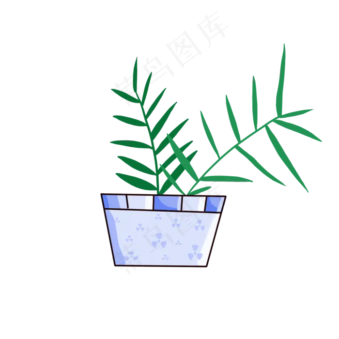 卡通手绘绿色植物(2000X2000(DPI:300))psd模版下载