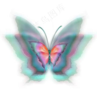 梦幻蝴蝶彩虹渐变翅膀,免抠元素