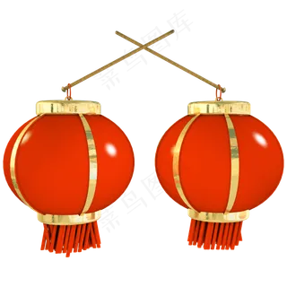 2019新年节日氛围灯笼C4D立体装饰,免抠元素