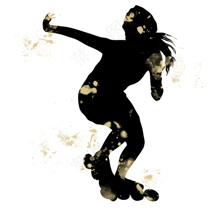 开学季轮滑社团招新剪影,免抠元素(2000X2000(DPI:300))psd模版下载