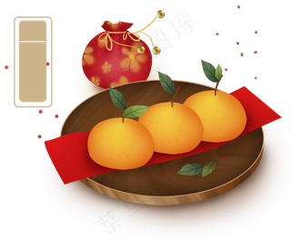 农历新年福橘和香囊,免抠元素