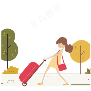 女孩行李箱旅游