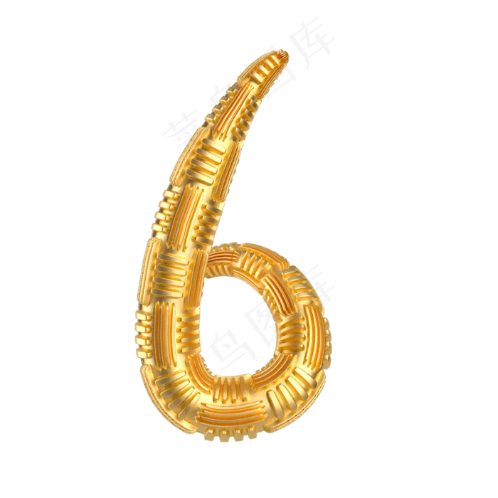 金属质感倒计时周年庆数字6,免抠元素
