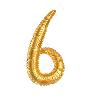 金属质感倒计时周年庆数字6,免抠元素
