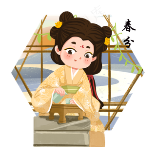 春分漂亮的小女孩,免抠元素