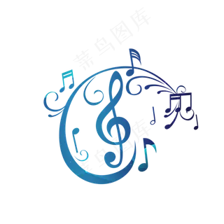 蓝色渐变创意音乐符号,免抠元素