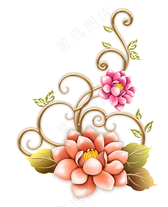 华丽的花朵藤蔓组合(5415X6663(DPI:300))psd模版下载