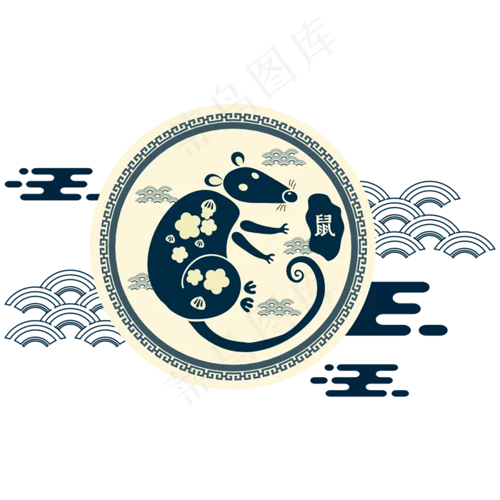 新年鼠年剪纸装饰,免抠元素(2000*2000px 300 dpi )ai矢量模版下载