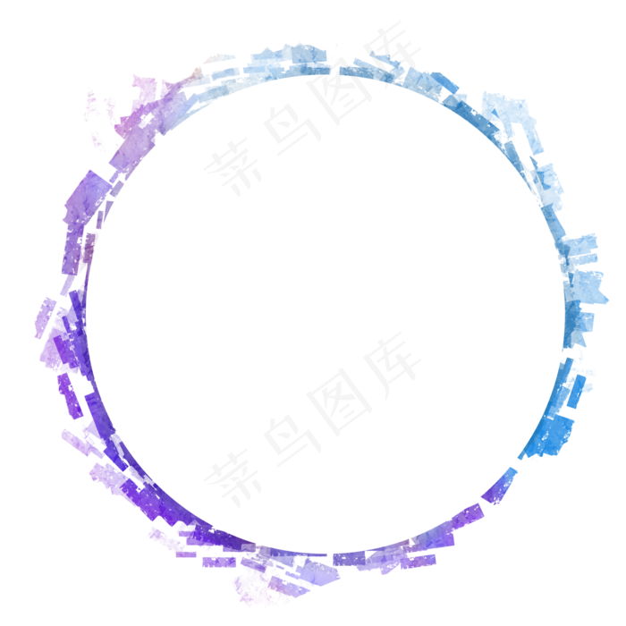 简约水彩纹理蓝紫色圆形边框