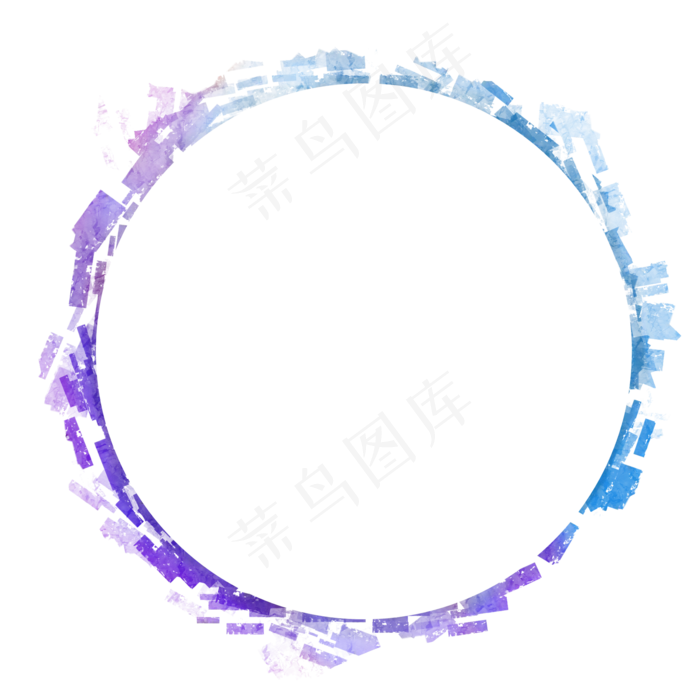 简约水彩纹理蓝紫色圆形边框(2000X2000(DPI:300))psd模版下载