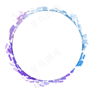 简约水彩纹理蓝紫色圆形边框