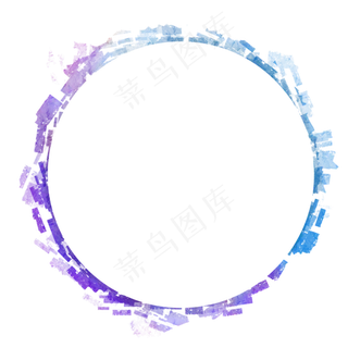 简约水彩纹理蓝紫色圆形边框