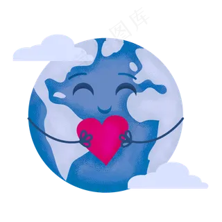 卡通爱护地球的心矢量图片