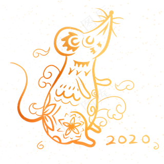 烫金中国风鼠年,免抠元素