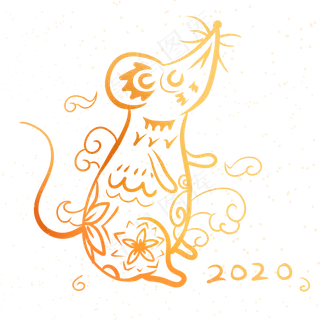 烫金中国风鼠年,免抠元素