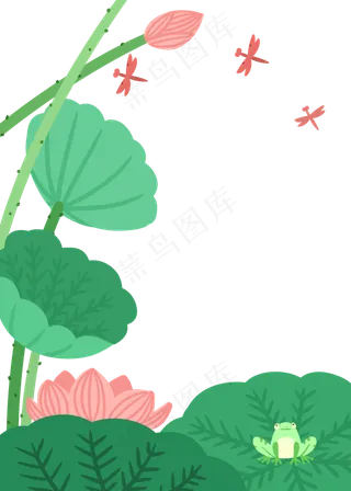 荷花边框盛夏荷塘