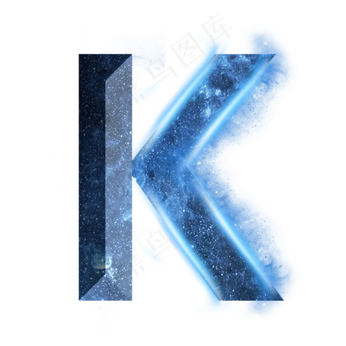 炫酷蓝色星空星辰字母K(3000X3000(DPI:300))psd模版下载