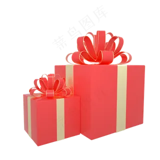 C4D红金色立体礼盒礼物512