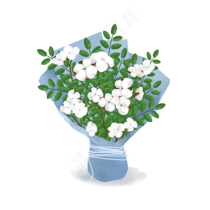 商用棉花花语植物花草手绘插花花,免抠元素(2000X2000(DPI:300))psd模版下载