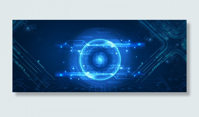 区域链蓝色炫光芯片科技banner背景