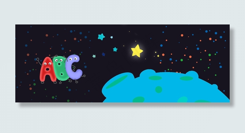 扁平卡通宇宙星空banner海报背景