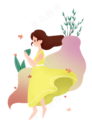 端午节拿粽子的女孩