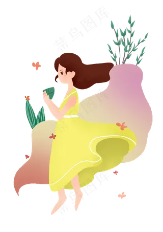 端午节拿粽子的女孩