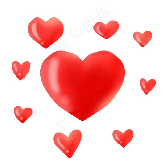 卡通红色爱心插图(2000X2000(DPI:300))psd模版下载