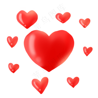 卡通红色爱心插图