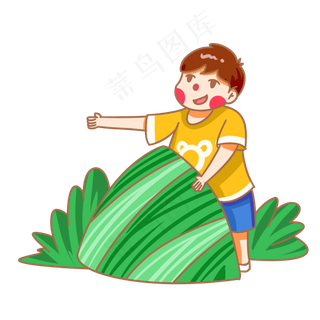 端午节抱着粽子的孩子