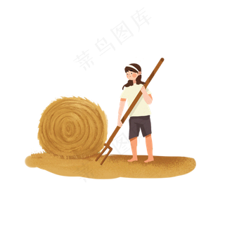 芒种女孩打理草墩素材